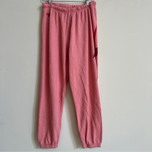 Aviator Nation Pink Velvet Stripe Sweatpants Joggers XL - Picture 3 of 7
